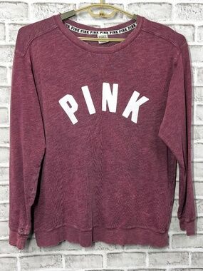 |•PINK•| Crewneck Distressed Sweatshirt Size Large